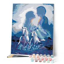 Cargar imagen en el visor de la galería, Pintar Por Números - Pareja De Caballos - Figuredart - Animales Caballos Romanticismo
