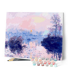 Cargar imagen en el visor de la galería, Pintar por números | Claude Monet - Puesta de sol en el Siena en Lavacourt | Novedades Paisajes Avanzado | FiguredArt