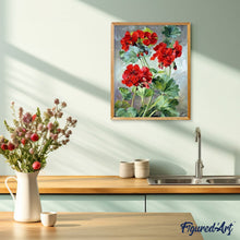 Cargar imagen en el visor de la galería, Pintar por números | Geranios rojos | Novedades Flores Avanzado | FiguredArt