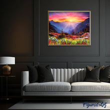 Cargar imagen en el visor de la galería, Pintar por números | Amanecer en las montañas | Novedades Paisajes Montañas Flores Avanzado | FiguredArt