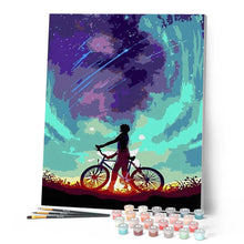 Cargar imagen en el visor de la galería, Pintar por números | Una bicicleta bajo cielos amenazantes | Novedades Paisajes pintura abstracta Fácil | FiguredArt