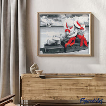 Cargar imagen en el visor de la galería, Pintar Por Números - Dos Chicas Grises Con Sombreros Rojos - Figuredart - Paisajes