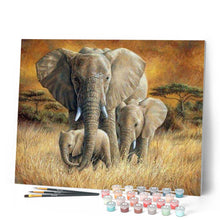 Cargar imagen en el visor de la galería, Pintar por números | La familia de elefantes | Novedades Animales Elefantes Avanzado | FiguredArt