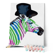 Cargar imagen en el visor de la galería, Pintar Por Números - Zebra Coloreada - Figuredart - Animales Pop Art Principiantes Zebras