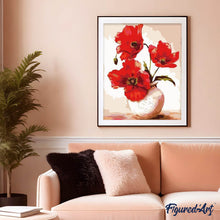 Cargar imagen en el visor de la galería, Pintar Por Números - Flor Roja 2 - Figuredart - Flores Principiantes