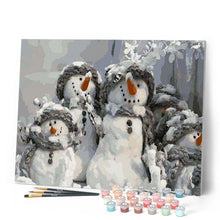 Cargar imagen en el visor de la galería, Pintar Por Números - Cuatro Muñecos De Nieve De Navidad - Figuredart - Navidad