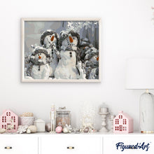 Cargar imagen en el visor de la galería, Pintar Por Números - Cuatro Muñecos De Nieve De Navidad - Figuredart - Navidad