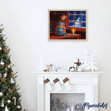 Cargar imagen en el visor de la galería, Pintar Por Números - Ventana De Navidad Con Muñeco De Nieve - Figuredart - Navidad