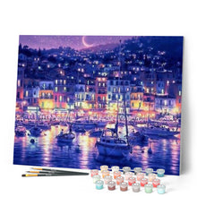 Cargar imagen en el visor de la galería, Pintar Por Números - Ciudad Costera Noche - Figuredart - Ciudades