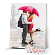 Cargar imagen en el visor de la galería, Pintar Por Números - Hombre Y Mujer Con Paraguas Rojo - Figuredart - Romanticismo