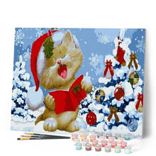 Cargar imagen en el visor de la galería, Pintar Por Números - Gato De La Navidad - Figuredart - Gatos Infantil Navidad