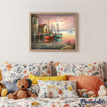Cargar imagen en el visor de la galería, Pintar Por Números - Muelle Rojo - Figuredart - Barcos Paisajes