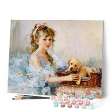 Cargar imagen en el visor de la galería, Pintar Por Números - Chica Y Perro - Figuredart - Animales Perros Retrato Romanticismo