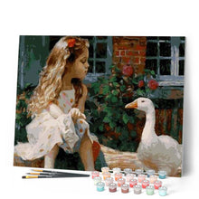 Cargar imagen en el visor de la galería, Pintar Por Números - Niña Y Patos - Figuredart - Animales