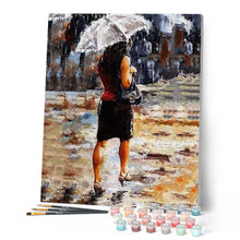 Cargar imagen en el visor de la galería, Pintar Por Números - Chica Bajo La Lluvia - Figuredart - Romanticismo