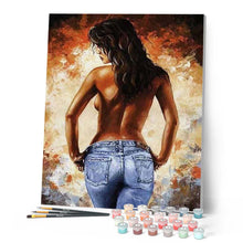 Cargar imagen en el visor de la galería, Pintar Por Números - Mujer Desnuda De Espaldas - Figuredart - Desnudos Romanticismo