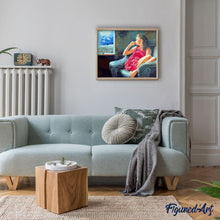 Cargar imagen en el visor de la galería, Pintar Por Números - Ventana Rojiza - Figuredart - Retrato Romanticismo