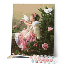 Cargar imagen en el visor de la galería, Pintar Por Números - Ángel Y Palomas - Figuredart - Flores Romanticismo