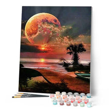 Cargar imagen en el visor de la galería, Pintar por números | Puente y enorme luna | Novedades Paisajes Fácil | FiguredArt