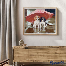 Cargar imagen en el visor de la galería, Pintar Por Números - Dos Cachorros Bajo El Paraguas - Figuredart - Animales