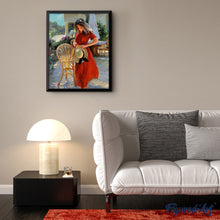 Cargar imagen en el visor de la galería, Pintar Por Números - Silla Al Lado De Chica De Rojo - Figuredart - Paisajes Retrato