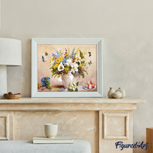 Cargar imagen en el visor de la galería, Pintar Por Números - Jarrón Y Mariposa Blanca - Figuredart - Flores Mariposas