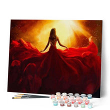 Cargar imagen en el visor de la galería, Pintar Por Números - Vestido Rojo De Chica - Figuredart - Baile Romanticismo
