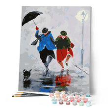 Cargar imagen en el visor de la galería, Pintar por números | Caminando bajo la lluvia | Novedades Ciudades Fácil | FiguredArt