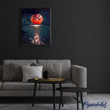 Cargar imagen en el visor de la galería, Pintar por números | Luna roja sobre lago | Novedades Paisajes Fácil | FiguredArt