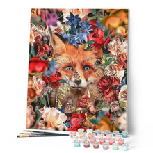 Cargar imagen en el visor de la galería, Pintar por números | Zorro en las flores | Novedades Flores Animales Zorros Avanzado | FiguredArt