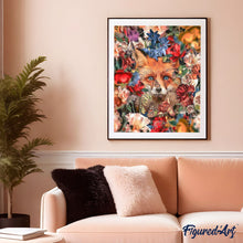 Cargar imagen en el visor de la galería, Pintar por números | Zorro en las flores | Novedades Flores Animales Zorros Avanzado | FiguredArt