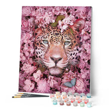 Cargar imagen en el visor de la galería, Pintar por números | Pantera entre flores | Novedades Flores Animales Pantera Avanzado | FiguredArt