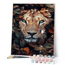 Cargar imagen en el visor de la galería, Pintar por números | Pantera y follaje | Novedades Flores Animales Pantera Avanzado | FiguredArt