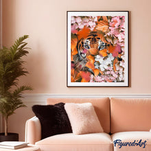 Cargar imagen en el visor de la galería, Pintar por números | Tigre y flores | Novedades Flores Animales Tigres Avanzado | FiguredArt