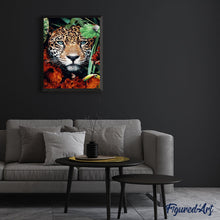 Cargar imagen en el visor de la galería, Pintar por números | Pantera follaje y flores | Novedades Animales Pantera Flores Intermedio | FiguredArt