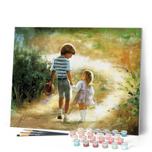 Cargar imagen en el visor de la galería, Pintar Por Números - Hermano Y Hermana En La Mano - Figuredart - Romanticismo