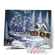 Cargar imagen en el visor de la galería, Pintar Por Números - Casa En La Nieve - Figuredart - Paisajes