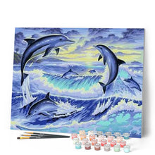 Cargar imagen en el visor de la galería, Pintar Por Números - Salto De Delfines - Figuredart - Animales Dolfines Paisajes