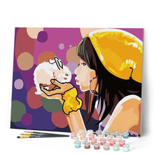 Cargar imagen en el visor de la galería, Pintar Por Números - Muchacha Con El Conejo - Figuredart - Animales