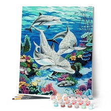 Cargar imagen en el visor de la galería, Pintar Por Números - Casa De Los Delfones - Figuredart - Animales Dolfines