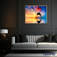 Cargar imagen en el visor de la galería, Pintar Por Números - Atardecer Delfín - Figuredart - Animales Dolfines