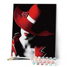 Cargar imagen en el visor de la galería, Pintar Por Números - Chica De Sombrero Rojo - Figuredart - Retrato
