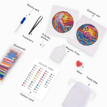 Cargar imagen en el visor de la galería, Mini Diamond Painting 15x20cm (4 piezas) - Aves Tropicales y Atardecer