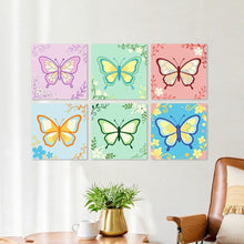 Cargar imagen en el visor de la galería, Mini Serie Pintar por Números 20x20cm (6 piezas) - Mariposas pastel 1