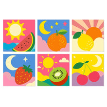 Cargar imagen en el visor de la galería, Mini Serie Pintar por Números 20x20cm (6 piezas) - Pop frutal y celestial Figured'Art