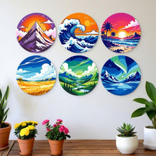 Cargar imagen en el visor de la galería, Mini Serie Pintar por Números - discos de Ø20cm (6 piezas) - Maravillas de la naturaleza