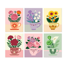 Cargar imagen en el visor de la galería, Mini Serie Pintar por Números 15x20cm (6 piezas) - Flores en tazas de té Figured'Art