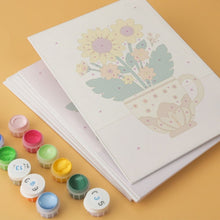 Cargar imagen en el visor de la galería, Mini Serie Pintar por Números 15x20cm (6 piezas) - Flores en tazas de té