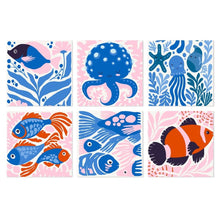 Cargar imagen en el visor de la galería, Mini Serie Pintar por Números 20x20cm (6 piezas) - Maravillas de azul profundo Figured'Art