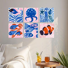 Cargar imagen en el visor de la galería, Mini Serie Pintar por Números 20x20cm (6 piezas) - Maravillas de azul profundo